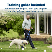 Load image into Gallery viewer, Pet parent with their beloved dog Training guide included with the short training sessions your dog will learn his safe play area
