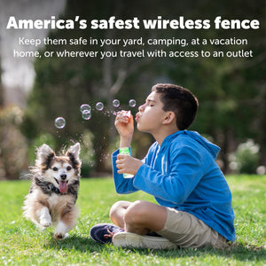 Americas safest wireless fence keep them safe in your yard camping at a vacation home or wherever you travel