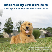 Load image into Gallery viewer, Pup enjoying their front yard endorsed by vets and trainers for dogs eight pounds and up fits neck sizes from six to twenty eight inches
